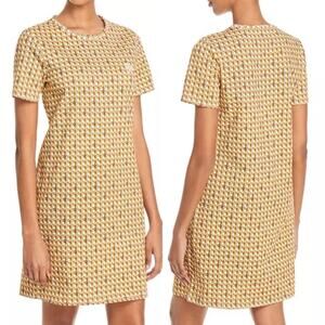 Tory Burch Cotton Basketweave T-Shirt Cotton Shift Logo Dress